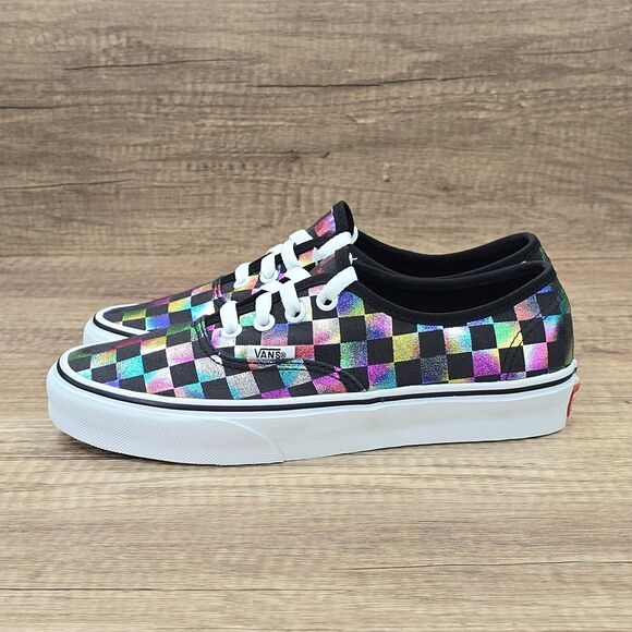 VANS Authentic Iridiscent Checkerboard Women's Sz 6.5 Black Multicolor Shoes NEW - Picture 3 of 9